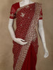 Rich Crimson Red Floral Zari Embroidered Design Georgette Designer Saree