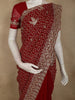 Rich Crimson Red Floral Zari Embroidered Design Georgette Designer Saree