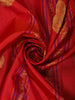 Rich Crimson Red Striped and Butta  Zari Woven Design Pure Kanchipuram Silk Saree with Contrast Zari Border