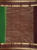Rich Emerald Green Butta Zari Woven Design Pure Kanchipuram Silk Saree with Contrast Striped Border