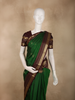 Rich Emerald Green Butta Zari Woven Design Pure Kanchipuram Silk Saree with Contrast Striped Border