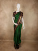Rich Emerald Green Butta Zari Woven Design Pure Kanchipuram Silk Saree with Contrast Striped Border