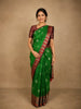 Rich Emerald Green Floral Butta Woven Design Tissue Silk Fancy Saree with Contrast Border