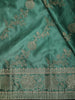 Rich Emerald Green Floral Vine Zari Woven Design Semi Banarasi Silk Saree with Designer Blouse