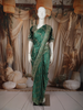 Rich Emerald Green Floral Vine Zari Woven Design Semi Banarasi Silk Saree with Designer Blouse