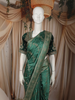 Rich Emerald Green Floral Vine Zari Woven Design Semi Banarasi Silk Saree with Designer Blouse