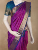 Rich Magenta Purple Butta Zari Woven Design Pure Kanchipuram Silk Saree with Contrast Zari Border