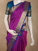 Rich Magenta Purple Butta Zari Woven Design Pure Kanchipuram Silk Saree with Contrast Zari Border