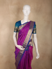 Rich Magenta Purple Butta Zari Woven Design Pure Kanchipuram Silk Saree with Contrast Zari Border