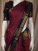Rich Magenta Striped Zari Woven Design Pure Kanchipuram Silk Saree with Contrast Zari Border