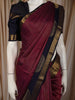 Rich Magenta Striped Zari Woven Design Pure Kanchipuram Silk Saree with Contrast Zari Border