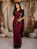 Rich Magenta Striped Zari Woven Design Pure Kanchipuram Silk Saree with Contrast Zari Border