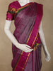 Rich Magenta Wine Striped Woven Design Kanchipuram Silk Saree with Peacock Zari Border