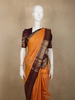 Rich Marigold Mustard Yellow Butta Zari Woven Design Pure Kanchipuram Silk Saree with Contrast Maroon Zari Border
