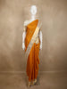 Rich Marigold Mustard Yellow Peacock Butta Zari Woven Design Pure Kanchipuram Silk Saree with Contrast Ivory Zari Border