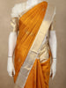 Rich Marigold Mustard Yellow Peacock Butta Zari Woven Design Pure Kanchipuram Silk Saree with Contrast Ivory Zari Border