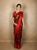 Rich Maroon Animal Motif Printed Design Organza Saree with Solid Border