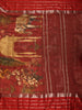 Rich Maroon Animal Motif Printed Design Organza Saree with Solid Border