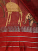 Rich Maroon Animal Motif Printed Design Organza Saree with Solid Border