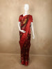 Rich Maroon Animal Motif Printed Design Organza Saree with Solid Border