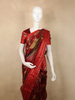 Rich Maroon Animal Motif Printed Design Organza Saree with Solid Border