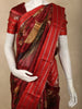 Rich Maroon Animal Motif Printed Design Organza Saree with Solid Border