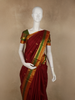 Rich Maroon Butta Woven Design Kanchipuram Silk Saree with Contrast Zari Border
