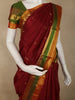 Rich Maroon Butta Woven Design Kanchipuram Silk Saree with Contrast Zari Border