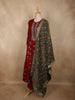 Rich Maroon Floral Zari Embroidered Design Banarasi Anarkali Salwar suit with Contrast Dupatta