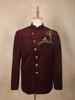 Rich Maroon Regal Tiger and Tree Embellished Design Velvet Men's Suit