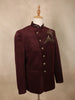 Rich Maroon Regal Tiger and Tree Embellished Design Velvet Men's Suit