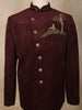 Rich Maroon Regal Tiger and Tree Embellished Design Velvet Men's Suit