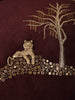 Rich Maroon Regal Tiger and Tree Embellished Design Velvet Men's Suit