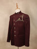 Rich Maroon Regal Tiger and Tree Embellished Design Velvet Men's Suit