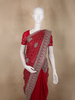 Rich Maroon Swirl Zari Embroidered Design Georgette Fancy Saree with Designer Border