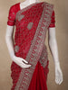 Rich Maroon Swirl Zari Embroidered Design Georgette Fancy Saree with Designer Border