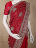 Rich Maroon Swirl Zari Embroidered Design Georgette Fancy Saree with Designer Border