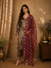 Rich Mocha Brown Paisley Zari Embroidered Design Velvet Salwar Suit with Contrast Dupatta