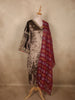 Rich Mocha Brown Paisley Zari Embroidered Design Velvet Salwar Suit with Contrast Dupatta