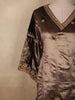 Rich Mocha Brown Paisley Zari Embroidered Design Velvet Salwar Suit with Contrast Dupatta