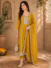 Rich Mustard Marigold Yellow Floral Embroidered Design Semi Silk Anarkali Salwar Suit