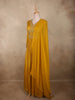 Rich Mustard Marigold Yellow Floral Sequins and Beads Embroidered Design Georgette Gown with Dupatta