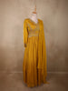 Rich Mustard Marigold Yellow Floral Sequins and Beads Embroidered Design Georgette Gown with Dupatta