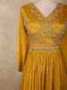 Rich Mustard Marigold Yellow Floral Sequins and Beads Embroidered Design Georgette Gown with Dupatta