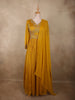 Rich Mustard Marigold Yellow Floral Sequins and Beads Embroidered Design Georgette Gown with Dupatta