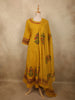 Rich Mustard Marigold Yellow Floral Thread Embroidered Design Cotton Palazzo Suit