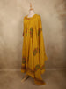Rich Mustard Marigold Yellow Floral Thread Embroidered Design Cotton Palazzo Suit