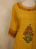 Rich Mustard Marigold Yellow Floral Thread Embroidered Design Cotton Palazzo Suit