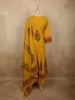 Rich Mustard Marigold Yellow Floral Thread Embroidered Design Cotton Palazzo Suit