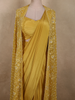 Rich Mustard Marigold Yellow Solid Design Crepe Ready To Wear Saree with Embroidered Cape